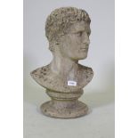 A reconstituted stone bust after the antique, 50cm high