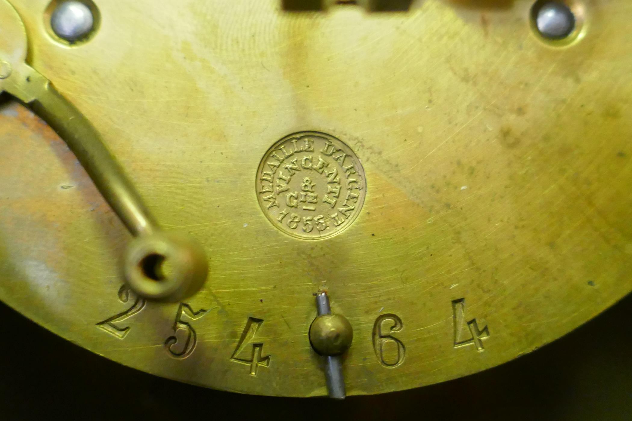 A C19th French ormolu cartel clock, the enamel dial with Roman numerals, and marked 'M son - Image 7 of 8