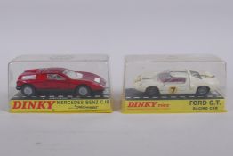 Dinky 215 Ford GT Racing Car in plastic case, and Mercedes Benz C.111 Speedwheels No 224 in