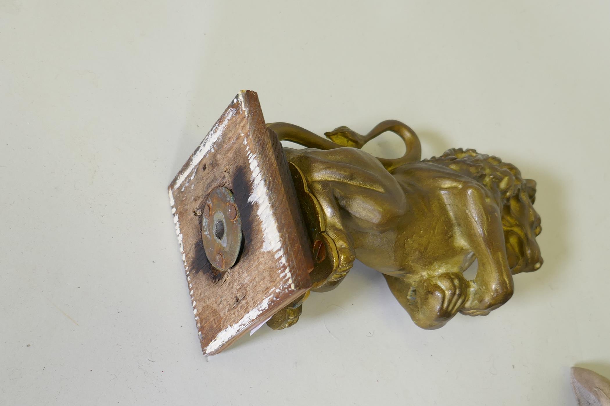 A gilt brass mount figure of a lion, 25cm high - Image 2 of 3