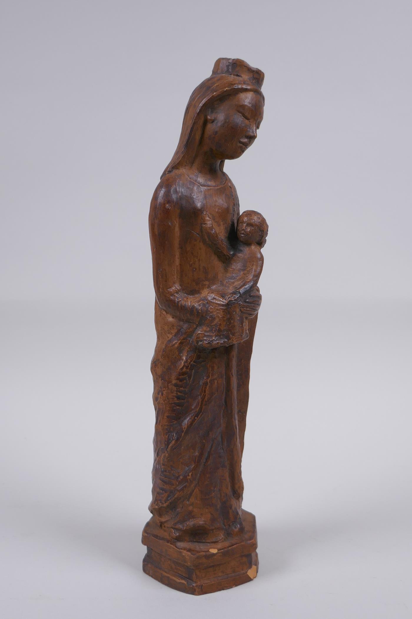 A terracotta figure of Mary and Jesus, 27cm high - Image 3 of 7