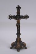 A cast bronze crucifix, 24cm high