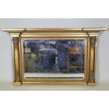 A gilt over mantel mirror, 140 x 83cm