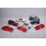 A collection of six Franklin Mint diecast scale model cars including a Ford Crown Victoria, a