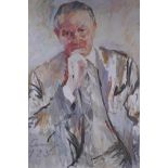 Bruno Lenz, (German, 1911-2006), portrait of a gentleman, signed, oil on canvas, also signed and