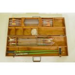 Accles & Pollock Falcon archery set with metal bow and arrows, in a wood case