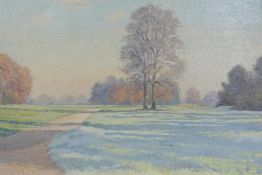 Robert Strand, Frosty Morning, Polesden Lacey, signed and dated '81, oil on canvas, 43 x 35cm