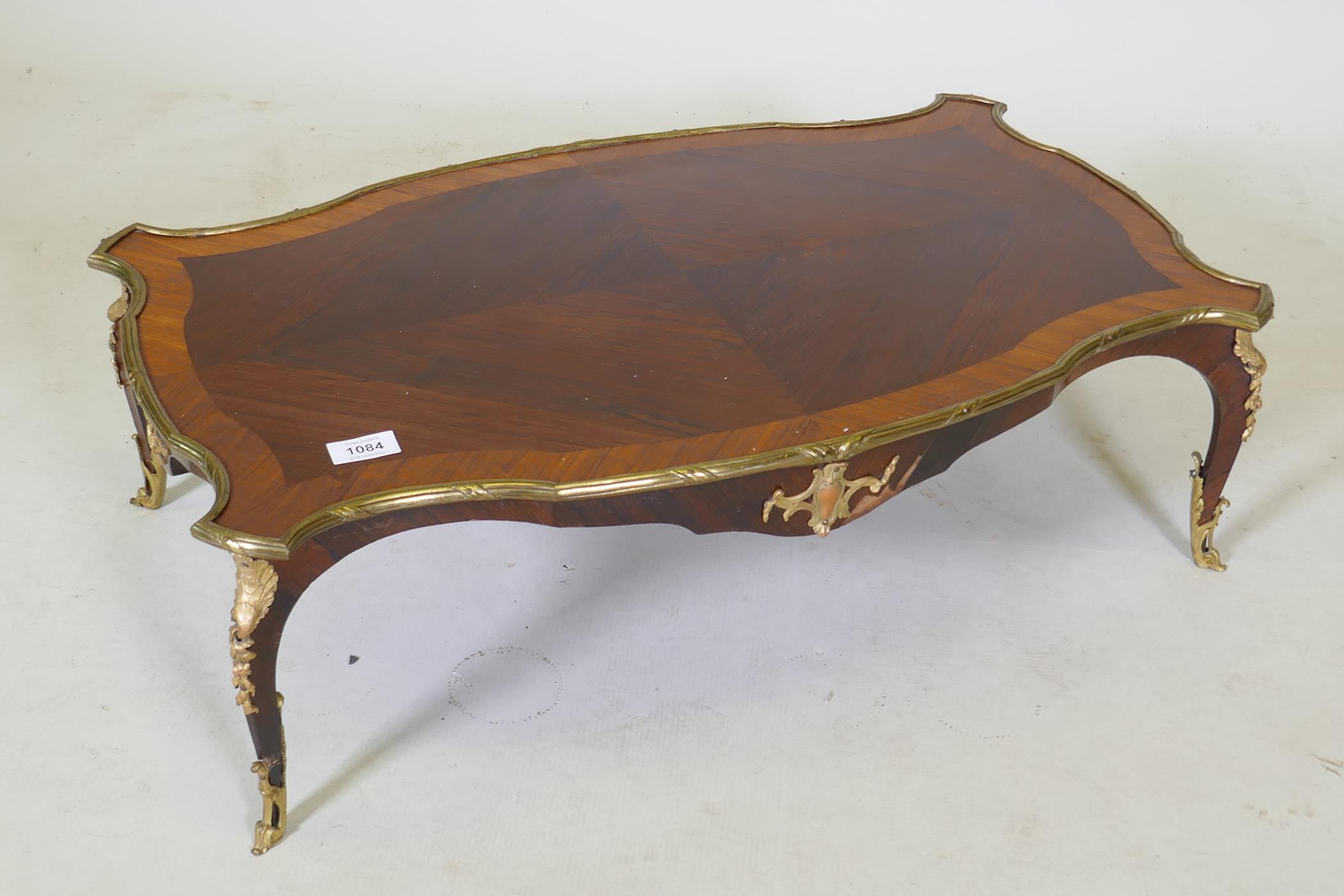 A French rosewood and ormolu mounted desk top table/stand, 74 x 45 x 23cm - Image 2 of 2
