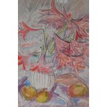 G.W. Hooper, still life with red lilies, dated 1942, signed, watercolour, 56 x 39cm