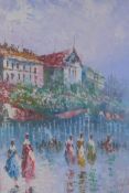 African street scene, signed indistinctly, impressionist oil on canvas, 24 x 33cm