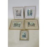 Paris, four street scenes, aquatints, signed indistinctly Baiou?, early/mid C20th, 21 x 17cm and