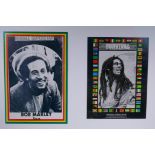 Two vintage Bob Marley posters framed together, largest 28 x 41cm