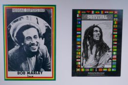 Two vintage Bob Marley posters framed together, largest 28 x 41cm