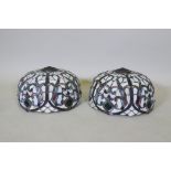 A pair of Tiffany style glass ceiling lamp shades, 40cm diameter