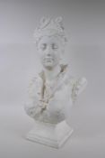 A ceramic bust of Marie Antoinette, 50cm high