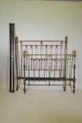 A Victorian Hoskins & Sewell good quality brass and iron double bed, 140 x 202, 151cm high