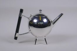 A Christopher Dresser style silver plated teapot, 14cm high