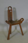An early C20th beechwood birthing chair