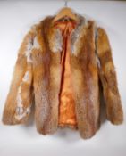 A lady's vintage fur jacket with leather collar