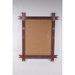 An Italian tramp art pine picture frame, 36 x 48cm rebate