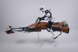 Hasbro Star Wars Speeder bike and scout trooper model, in original box, 63 x 19cm, 36cm high