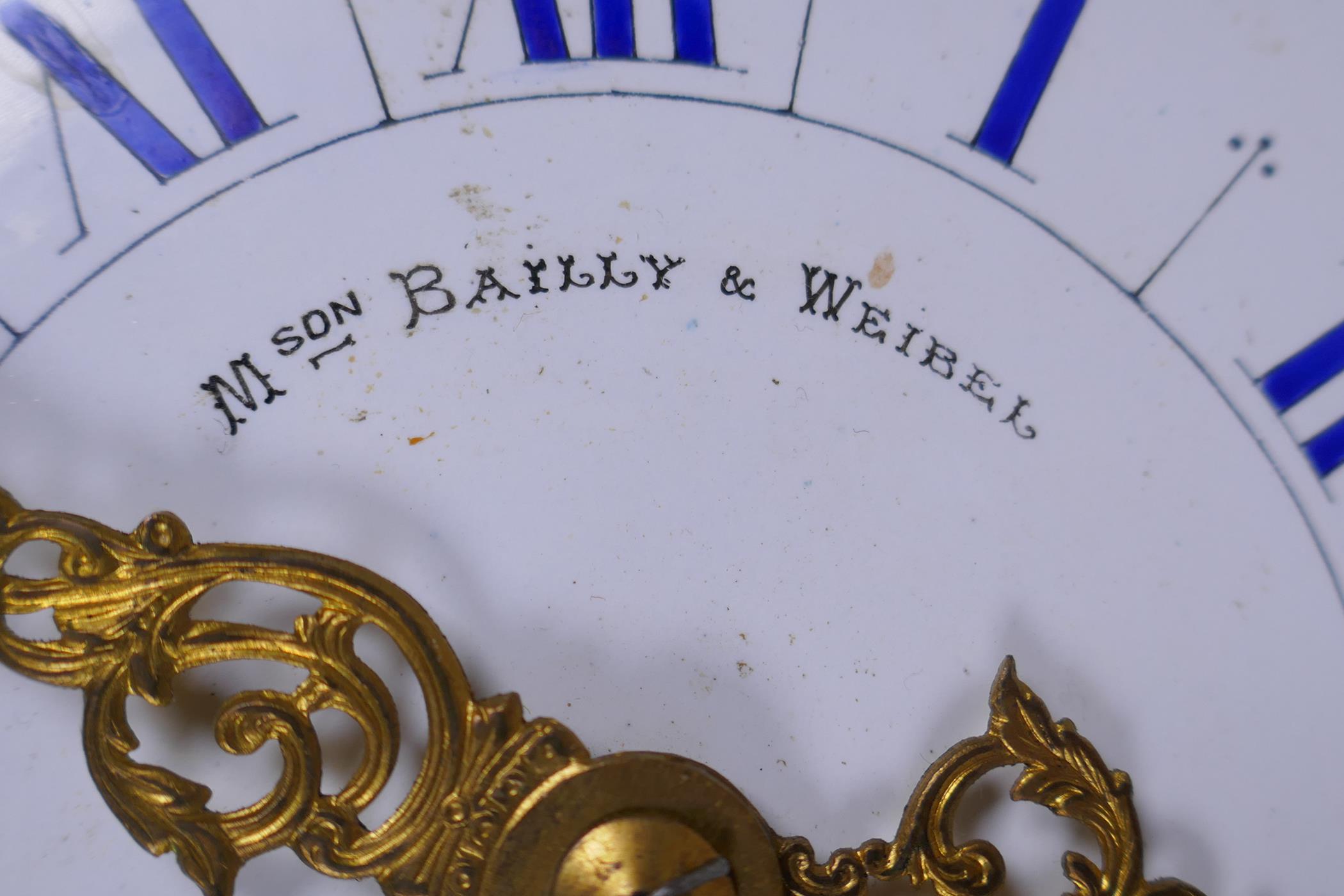 A C19th French ormolu cartel clock, the enamel dial with Roman numerals, and marked 'M son - Image 3 of 8