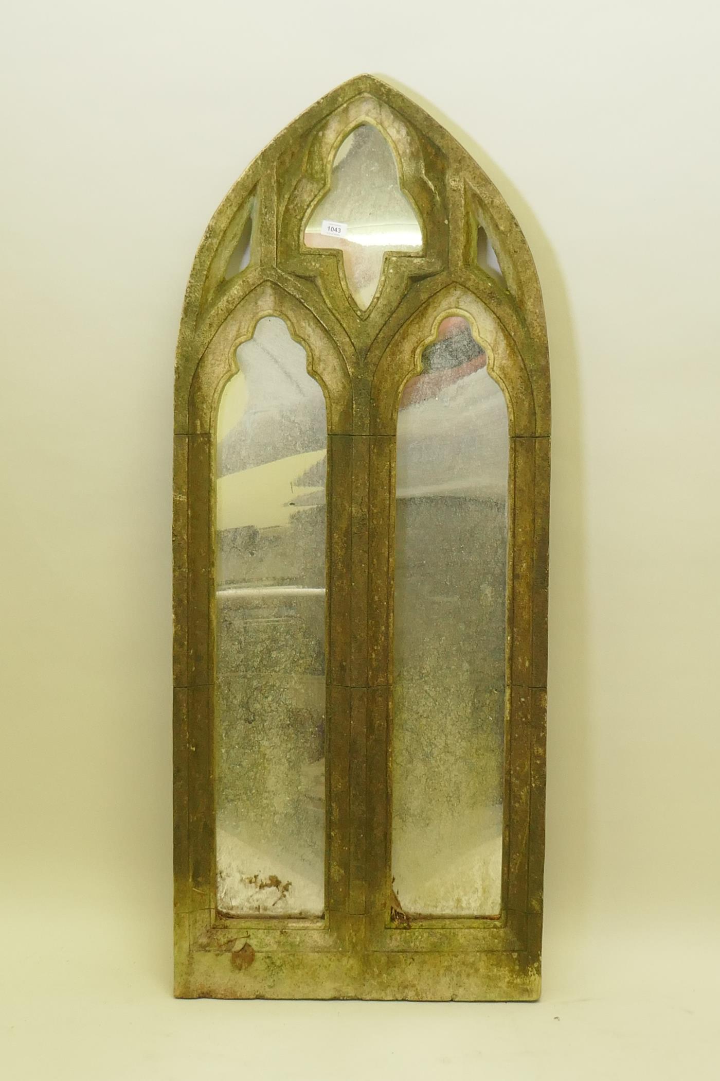 A composition Gothic style garden mirror, 58 x 145cm - Image 2 of 3