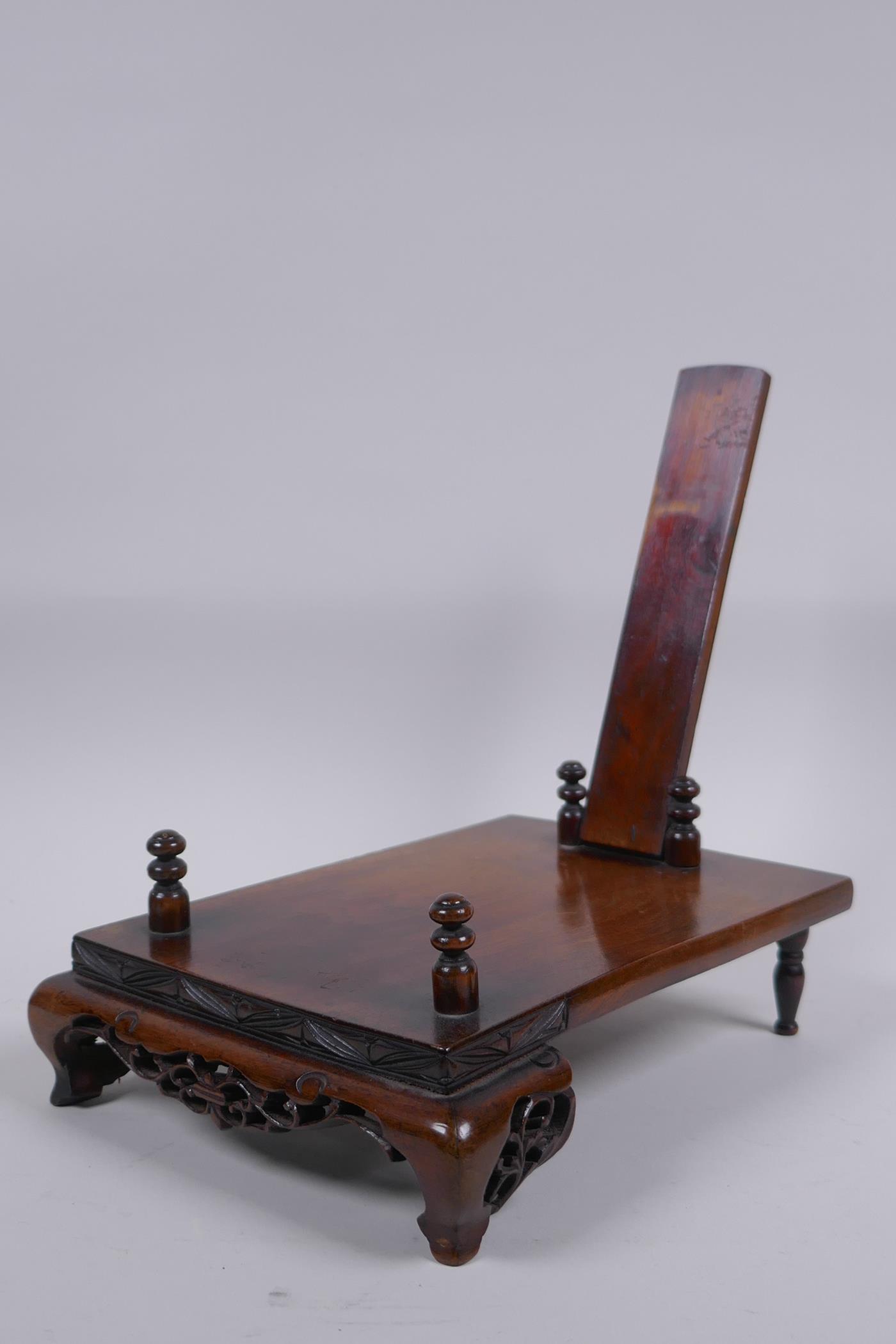 A collection of nine antique Chinese carved and pierced hardwood stands, largest 20 x 16cm - Image 3 of 6