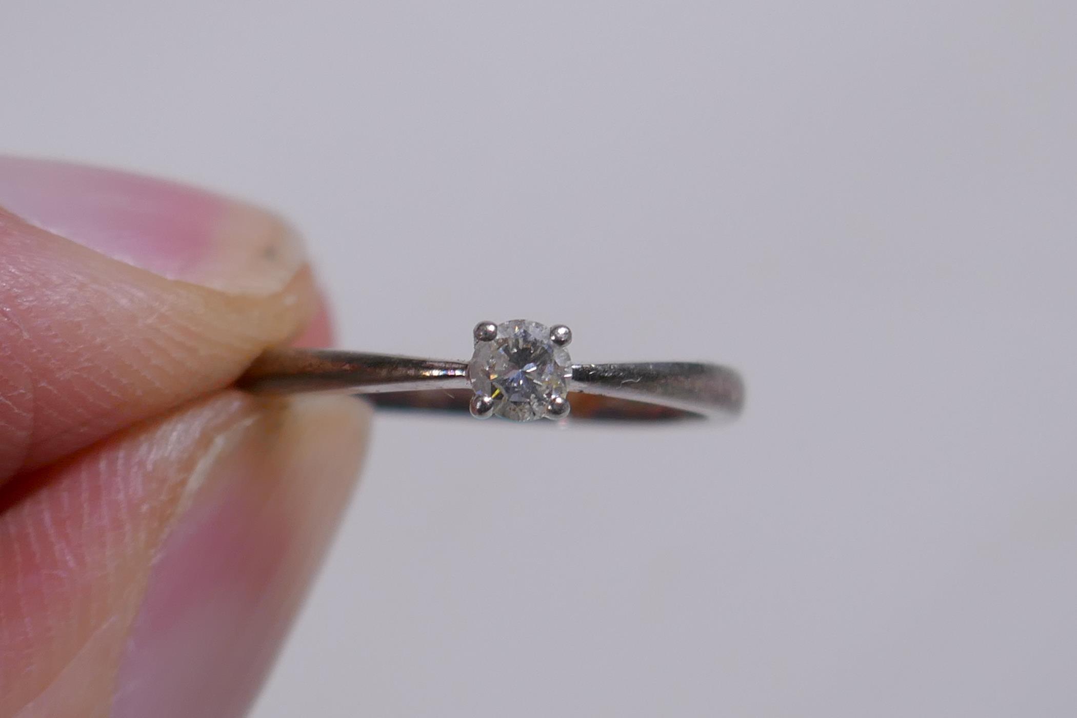 A platinum and diamond solitaire ring, size N approx - Image 4 of 4