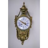 A C19th French ormolu cartel clock, the enamel dial with Roman numerals, and marked 'M son