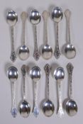 A set of twelve silver coffee spoons by Harrison Brothers & Howson (George Howson) Sheffield, 1914-