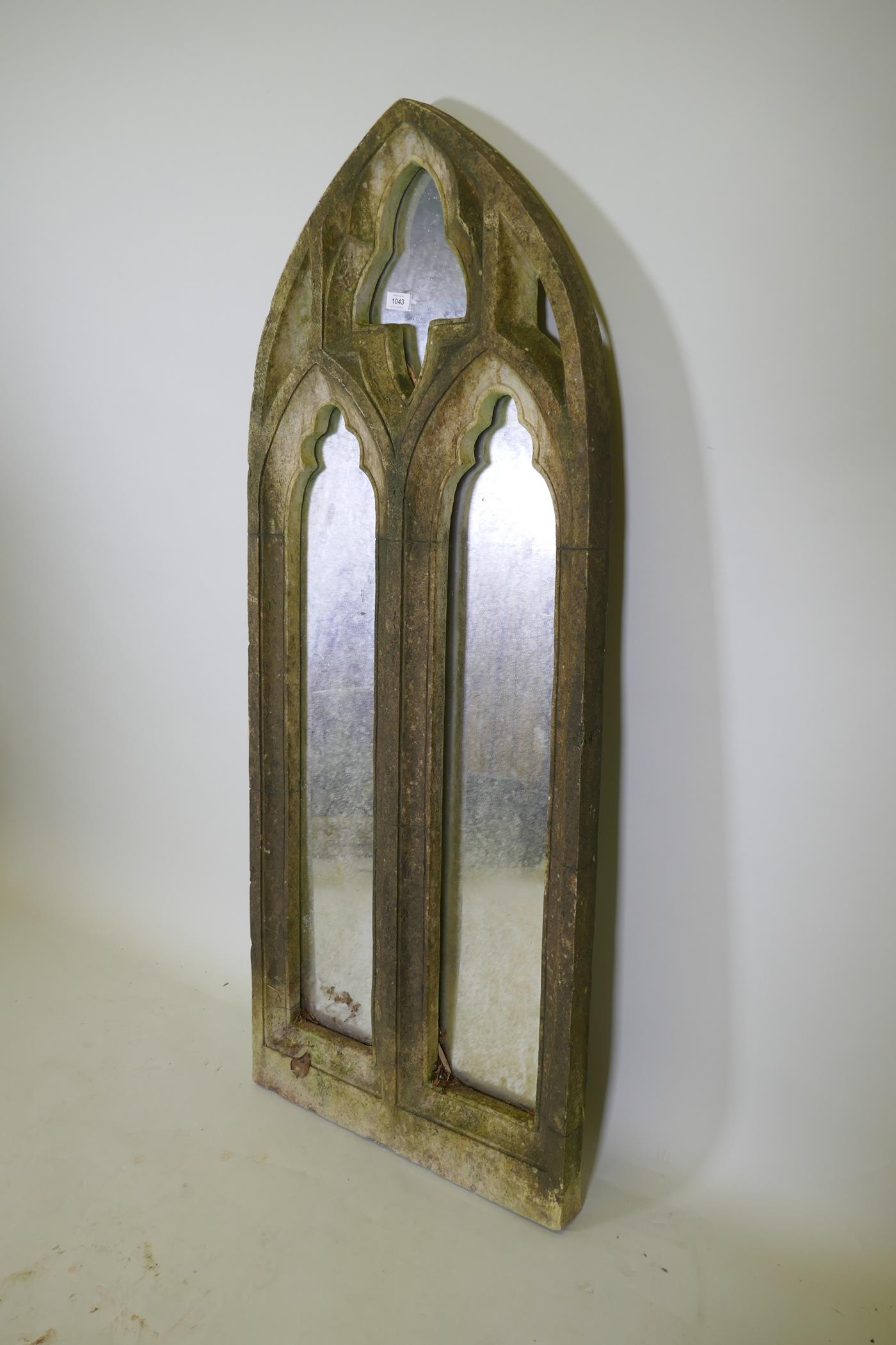 A composition Gothic style garden mirror, 58 x 145cm - Image 3 of 3