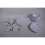 Richard Bramble for Jersey Pottery, four dining plates, three side plates, three cereal bowls and