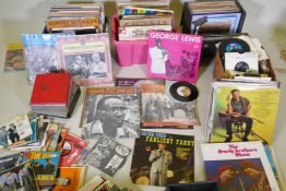 A quantity of records, Jazz, New Orleans, easy listening, LPs and singles from the '60s and '70s