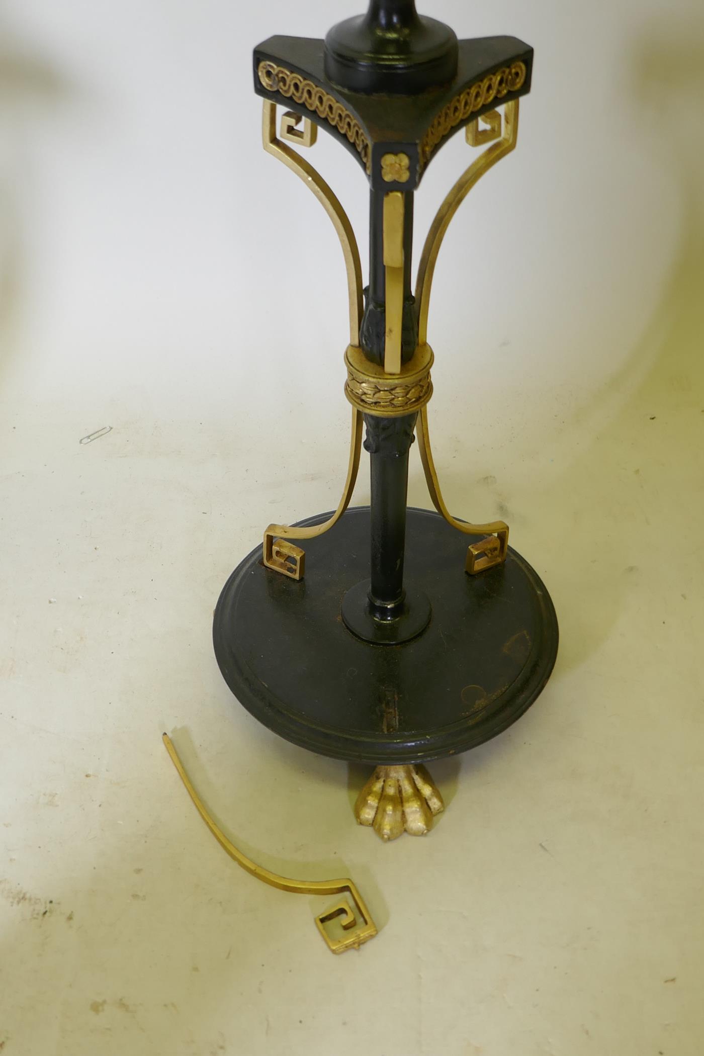 A pair of C19th Empire style iron and ormolu torcheres, adapted, 124cm high, 37cm diameter - Image 5 of 5