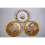 A pair of early C19th French Paris (Lefebvre) porcelain cabinet plates with tooled gilt borders