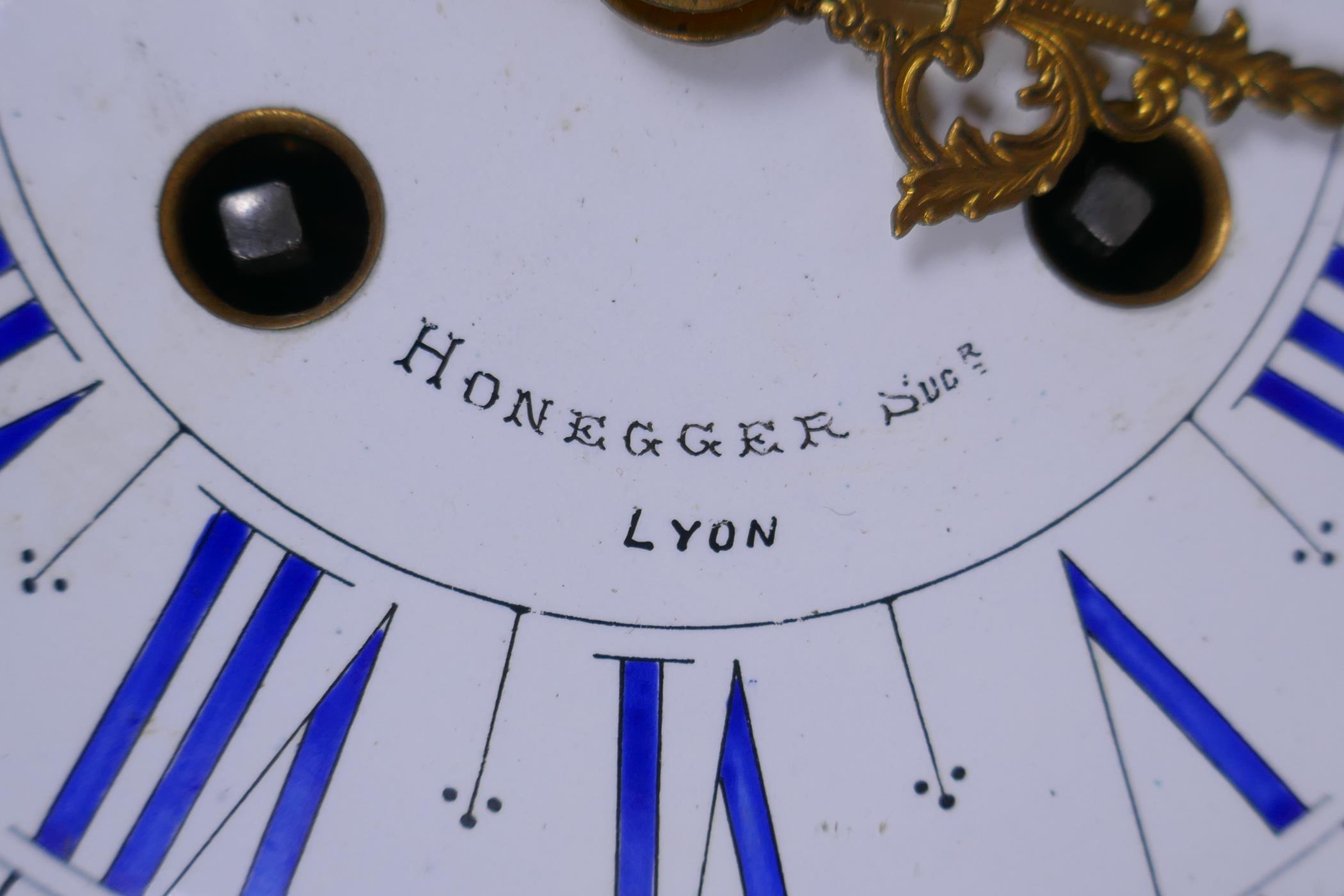 A C19th French ormolu cartel clock, the enamel dial with Roman numerals, and marked 'M son - Image 4 of 8