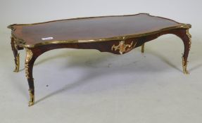 A French rosewood and ormolu mounted desk top table/stand, 74 x 45 x 23cm