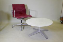A Charles and Ray Eames for Vitra Model EA108 aluminium swivel office chair, marker's label to base,