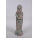 A turquoise crackle glazed terracotta figure of a bearded Persian gentleman, 9cm high