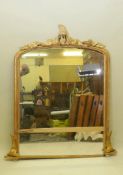 A Victorian giltwood overmantel mirror, with carved ivy leaf decoration, AF base requires