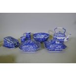 A collection of Spode's Italian blue and white transfer dinner wares, including a pair of tureens