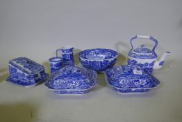 A collection of Spode's Italian blue and white transfer dinner wares, including a pair of tureens