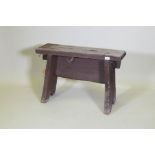 An antique painted wood bench, 76 x 26 x 51cm