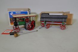 A Mamod traction engine T.E.1a and lumber wagon LW1, in original boxes