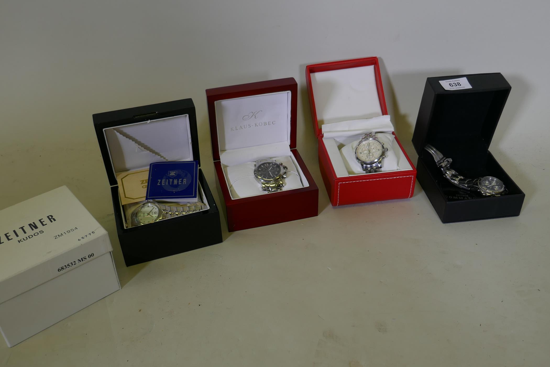 Four gentleman's wristwatches by Zeitner, Tissot and Klaus-Kobec