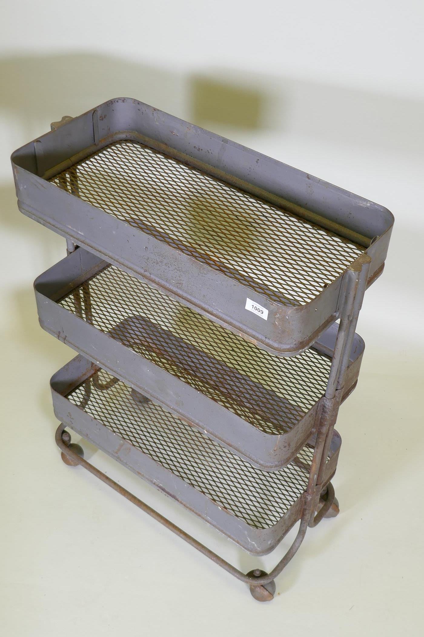 An industrial metal three tier trolley, 62 x 32cm, 85cm high - Image 2 of 2