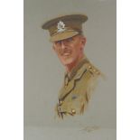 Cecil Cutler, portrait of a military gentleman, signed, mixed media, 53 x 36cm