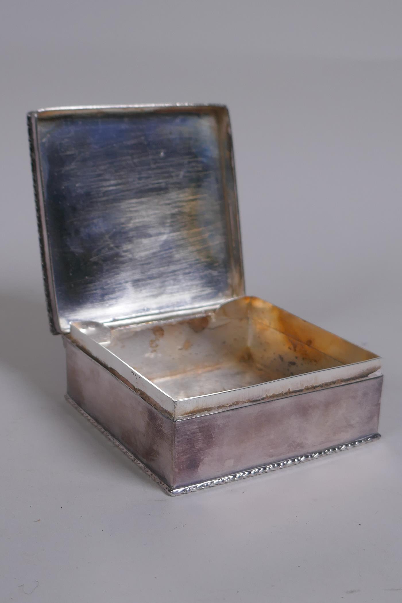 A continental engine turned white metal cigarette case, together with a continental white metal - Image 7 of 7
