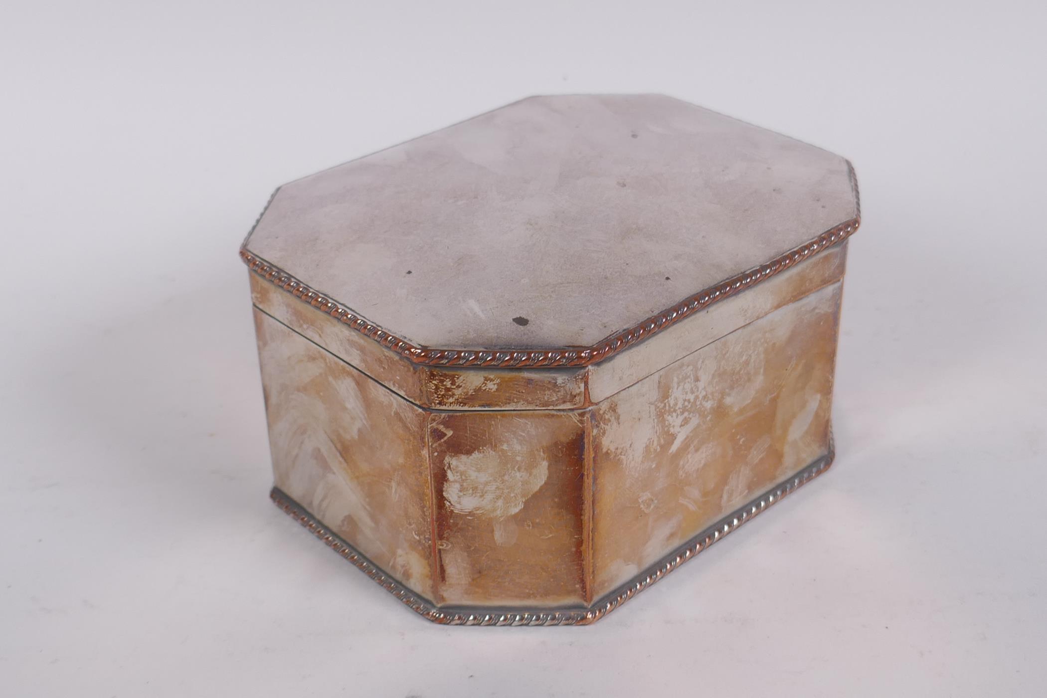 An antique continental silver plate box, impressed dogs head mark to base, 16 x 13cm - Image 2 of 5